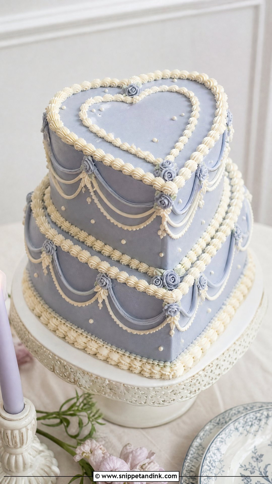 Periwinkle Vintage Wedding Cake - Snippet and Ink - 20 Periwinkle Cake Ideas for Wedding