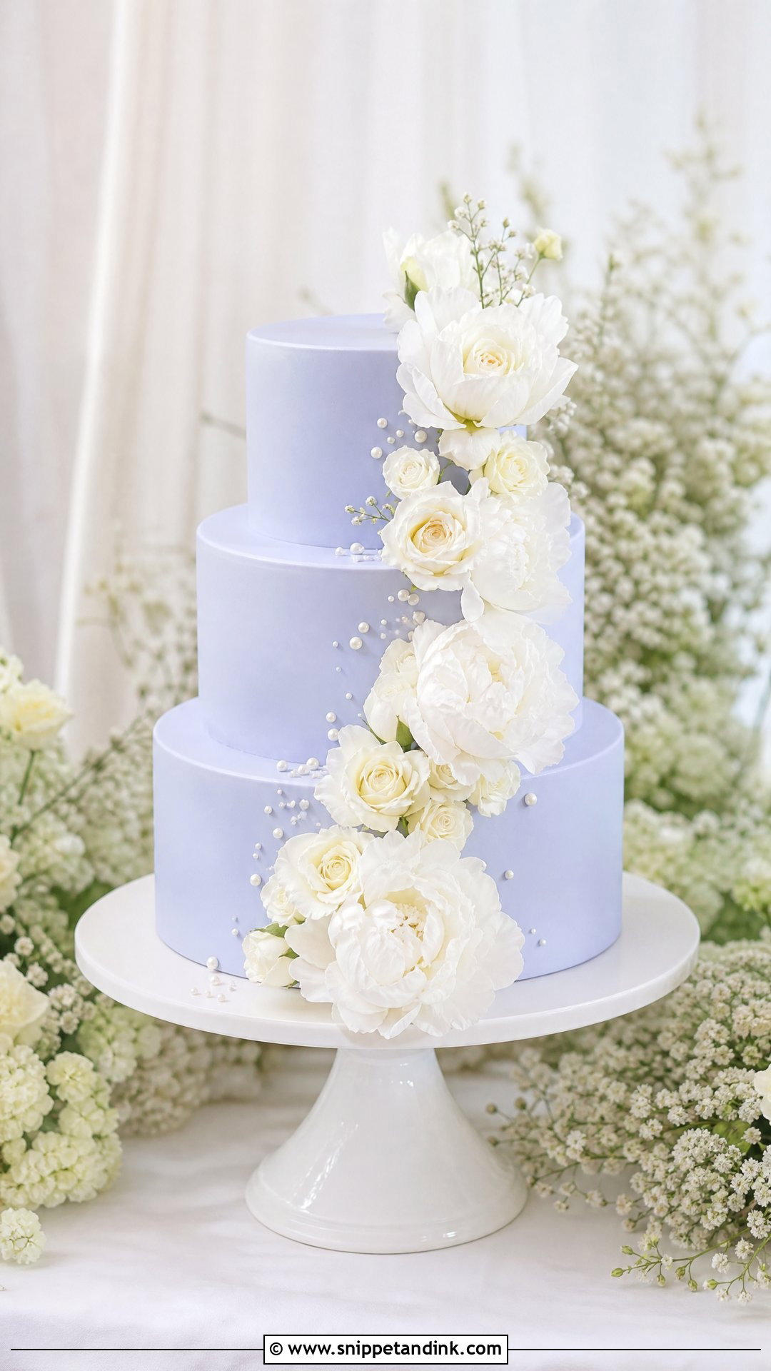 Periwinkle Wedding Cake With White Flowers - Snippet and Ink - 20 Periwinkle Cake Ideas for Wedding