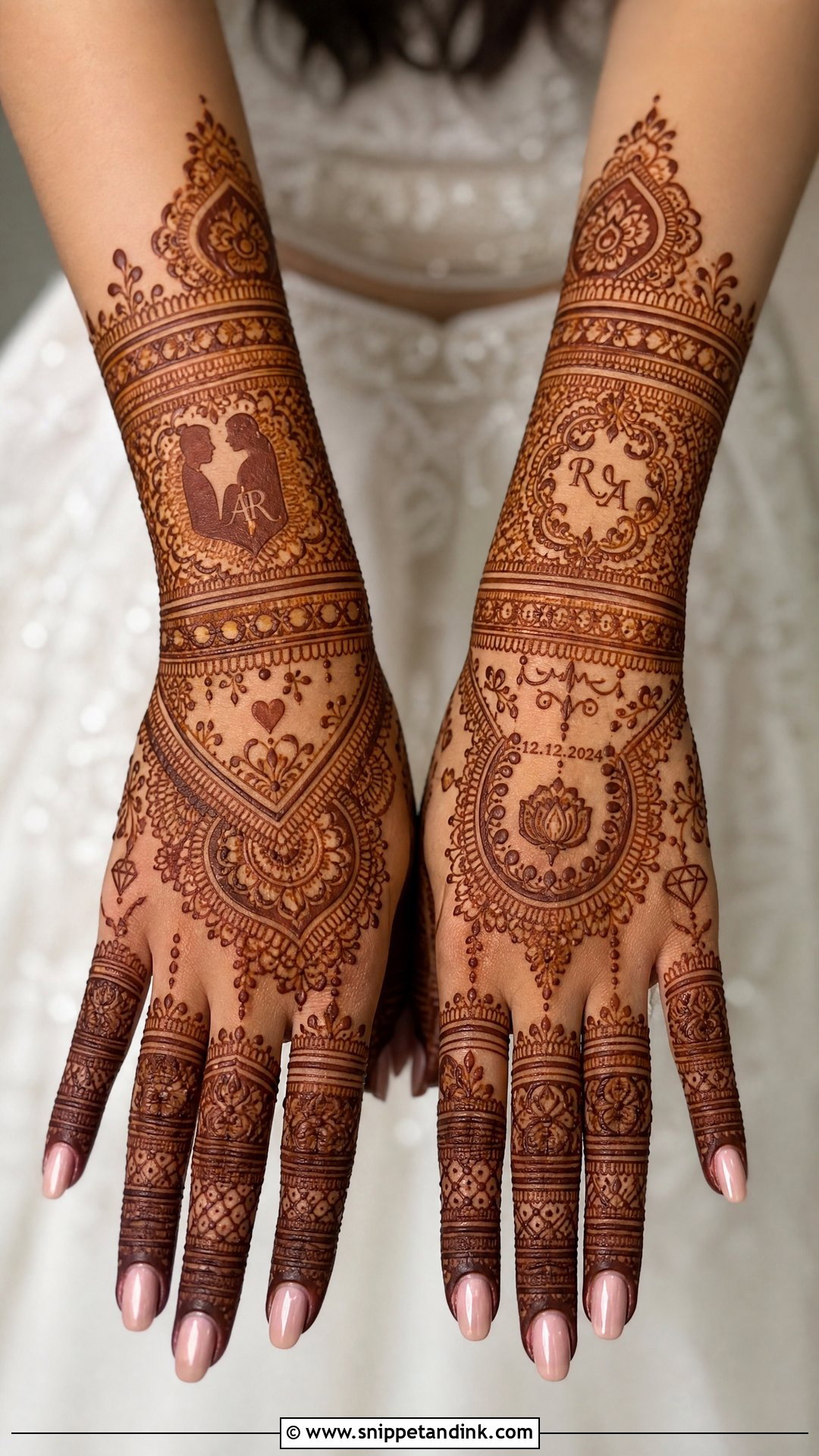 Personalized Bridal Back Full Hand Mehndi Design - Snippet and Ink - 20 Bridal Back Full Hand Mehndi Designs