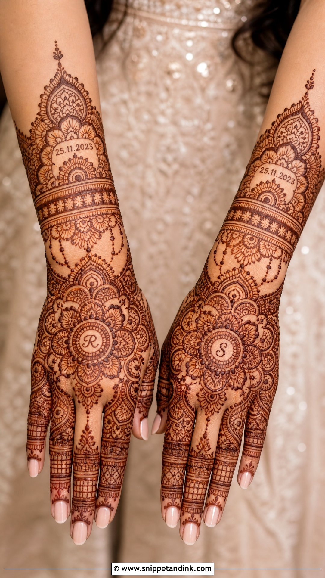 Personalized Bridal Back Hand Mehndi Design - Snippet and Ink - 20 Latest Bridal Back Hand Mehndi Designs