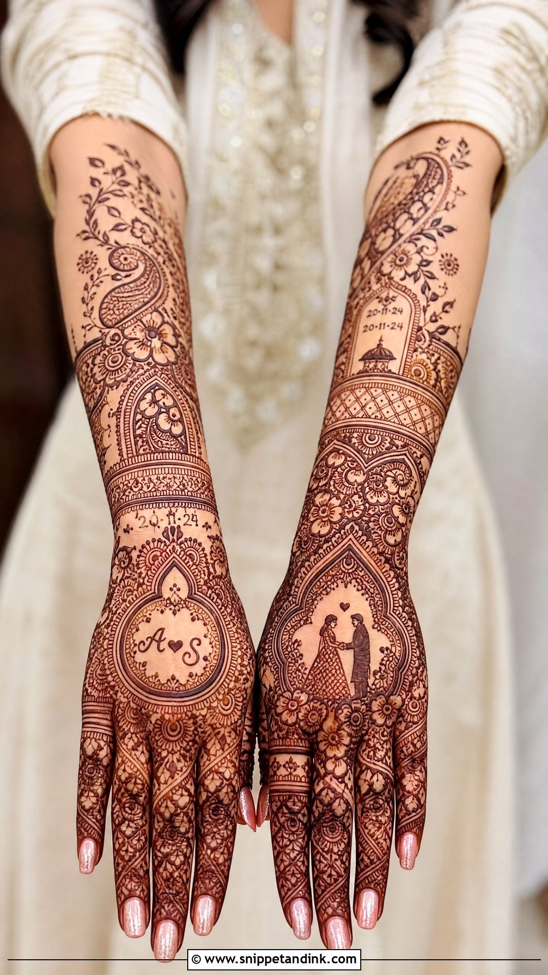 Personalized Bridal Back Hand Mehndi Design - Snippet and Ink - 30 Bridal Back Hand Mehndi Design Ideas