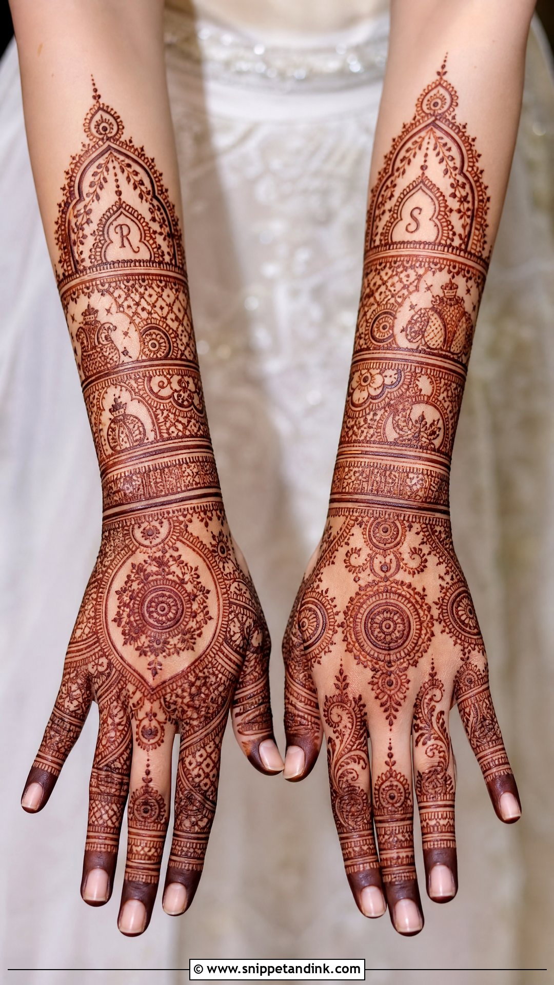 Personalized Bridal Back Hand Mehndi Design - Snippet and Ink - 20 Bride Back Hand Mehndi Designs