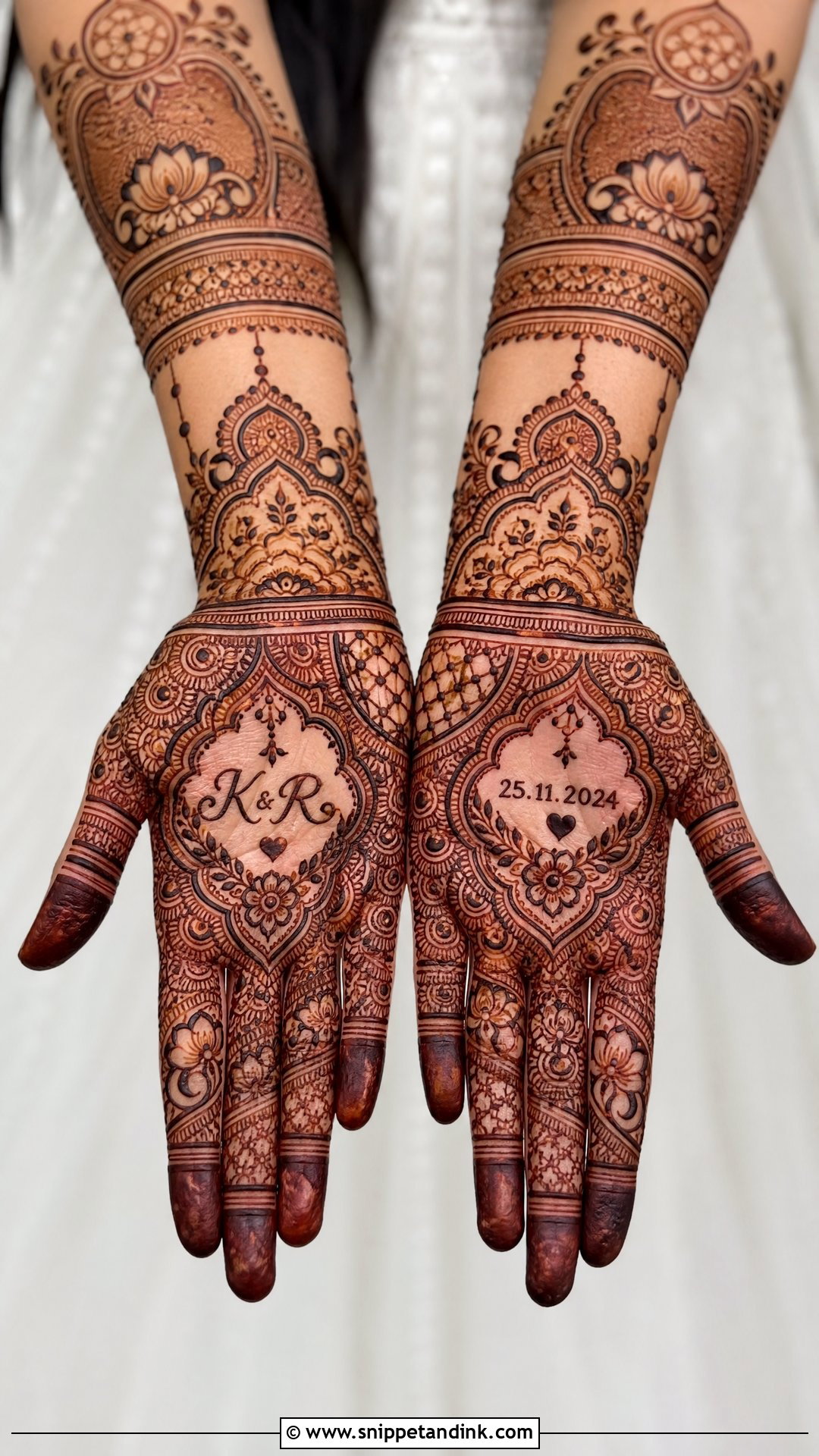 Personalized Bridal Front Hand Mehndi Design - Snippet and Ink - 25 Bridal Front Hand Mehndi Designs