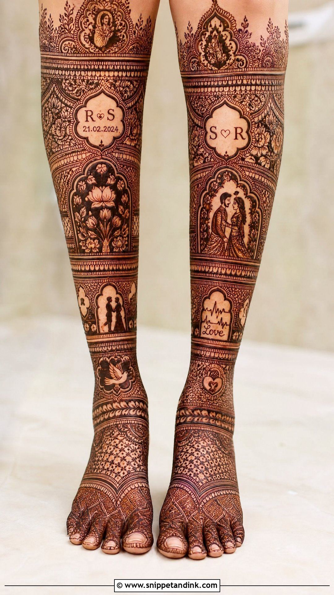 Personalized Bridal Full Leg Mehndi Design - Snippet and Ink - 20 Bridal Full Leg Mehndi Designs