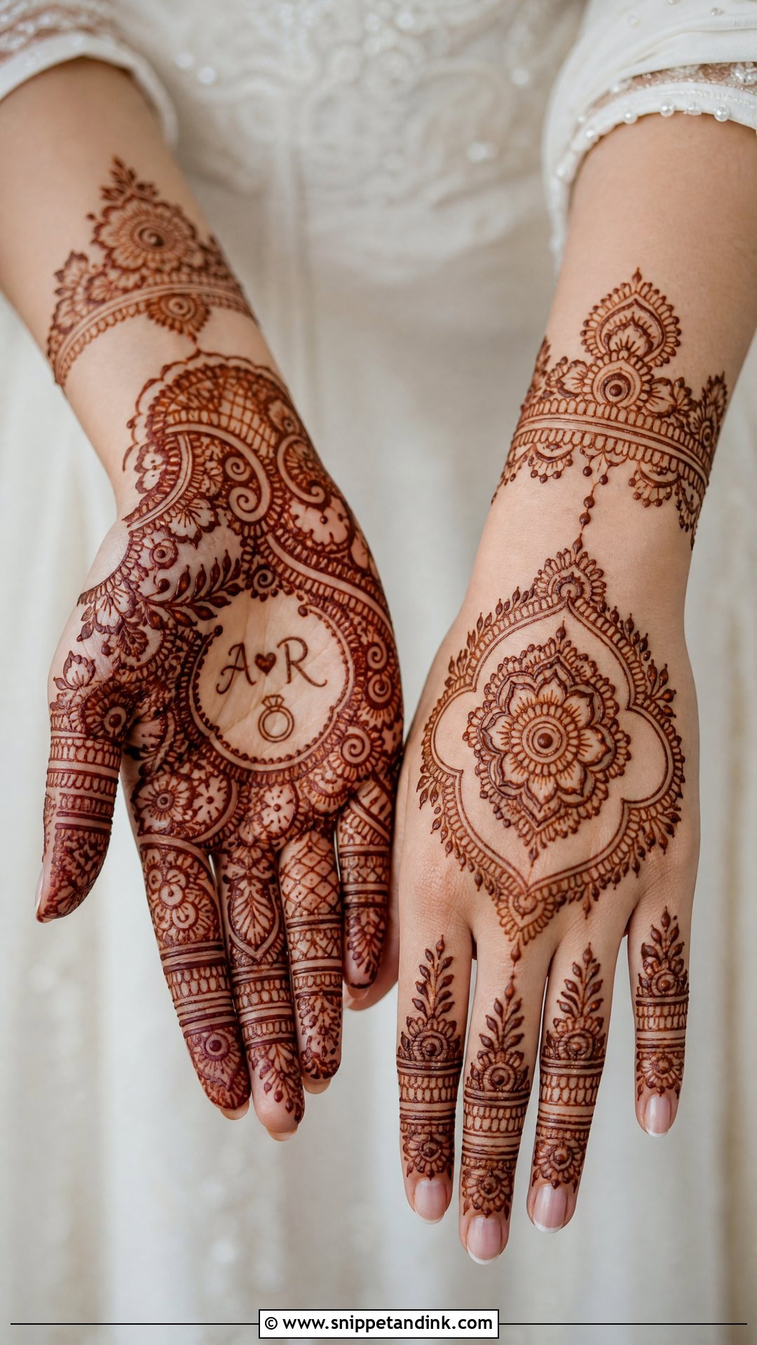 Personalized Engagement Bridal Mehndi Design - Snippet and Ink - 25 Engagement Bridal Mehndi Designs