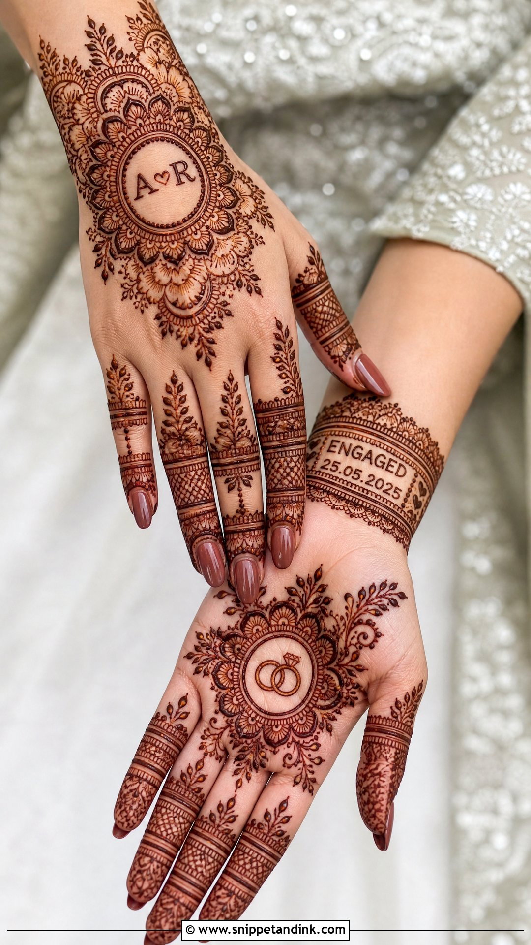 Personalized Engagement Mehndi Design - Snippet and Ink - 20 Latest Mehndi Designs for Engagement