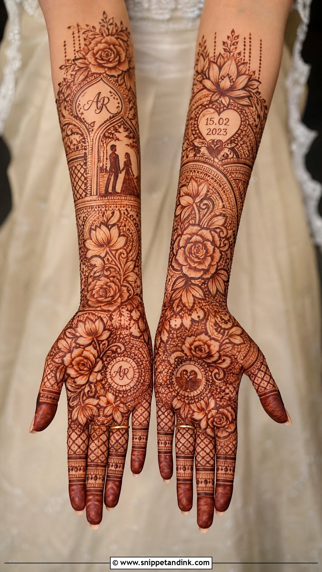 Personalized Floral Bridal Mehndi Design - Snippet and Ink - 20 Floral Bridal Mehndi Designs