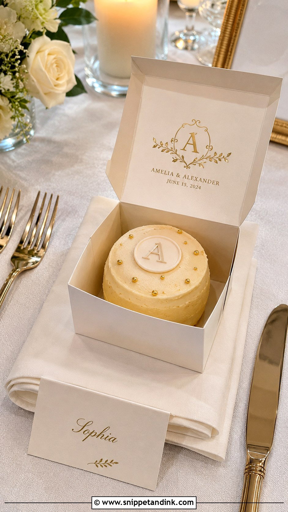Personalized Wedding Cake Favor Box - Snippet and Ink - 20 Wedding Cake Favor Boxes