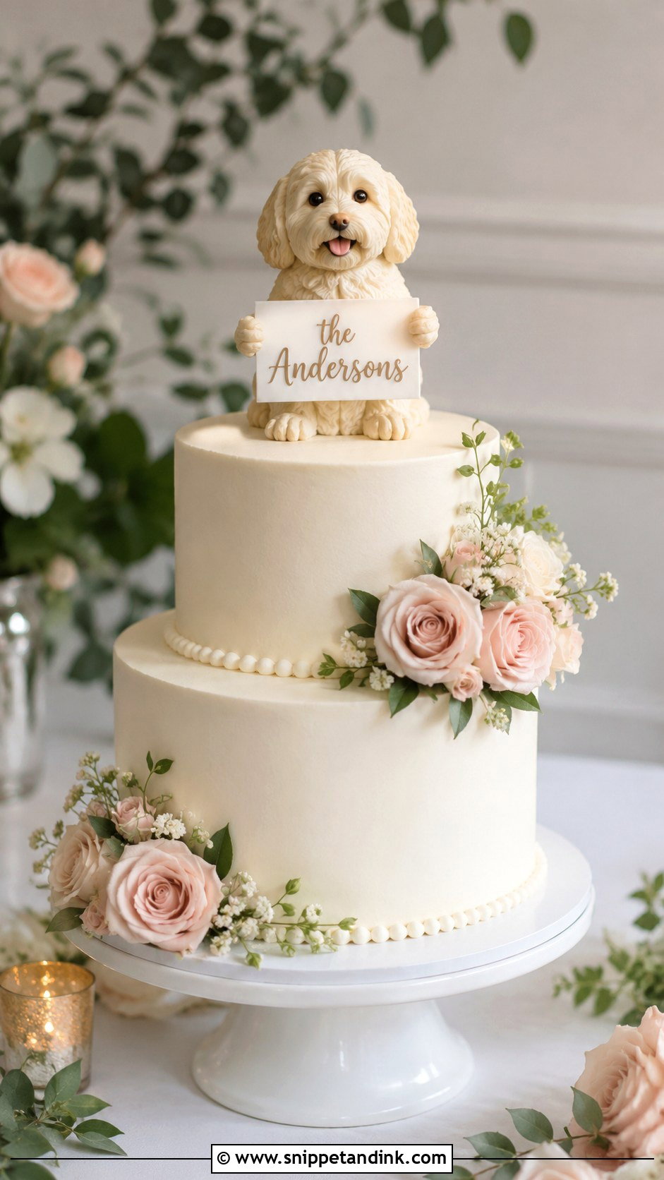 Pet Holding Sign Wedding Cake - Snippet and Ink - 20 Pets on Wedding Cake Ideas