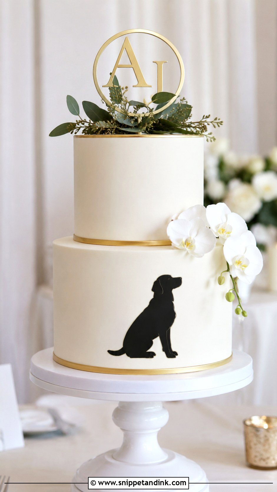 Pet Silhouette Wedding Cake - Snippet and Ink - 20 Pets on Wedding Cake Ideas