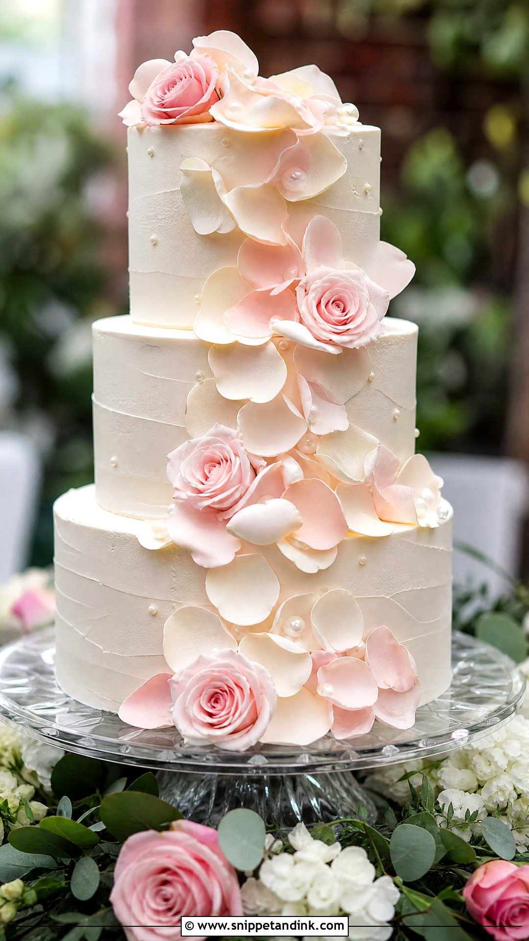 Petal Toss Wedding Cake - Snippet and Ink - 20 Send Off Cake Ideas for Wedding