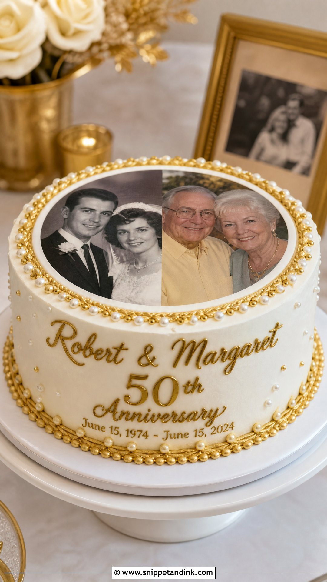 Photo 50th Anniversary Cake - Snippet and Ink - 25 50th Wedding Anniversary Cakes