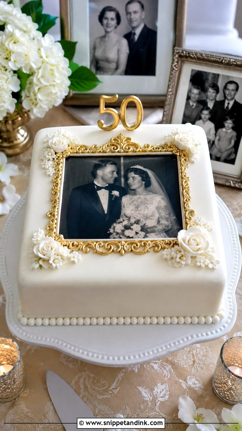 Photo 50th Wedding Anniversary Cake - Snippet and Ink - 20 50th Wedding Anniversary Cake Ideas