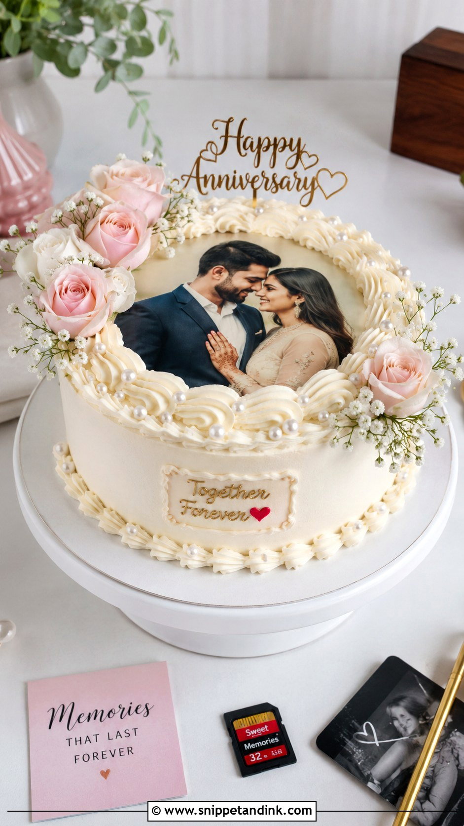 Photo Anniversary Cake - Snippet and Ink - 20 Aesthetic Anniversary Cake Designs