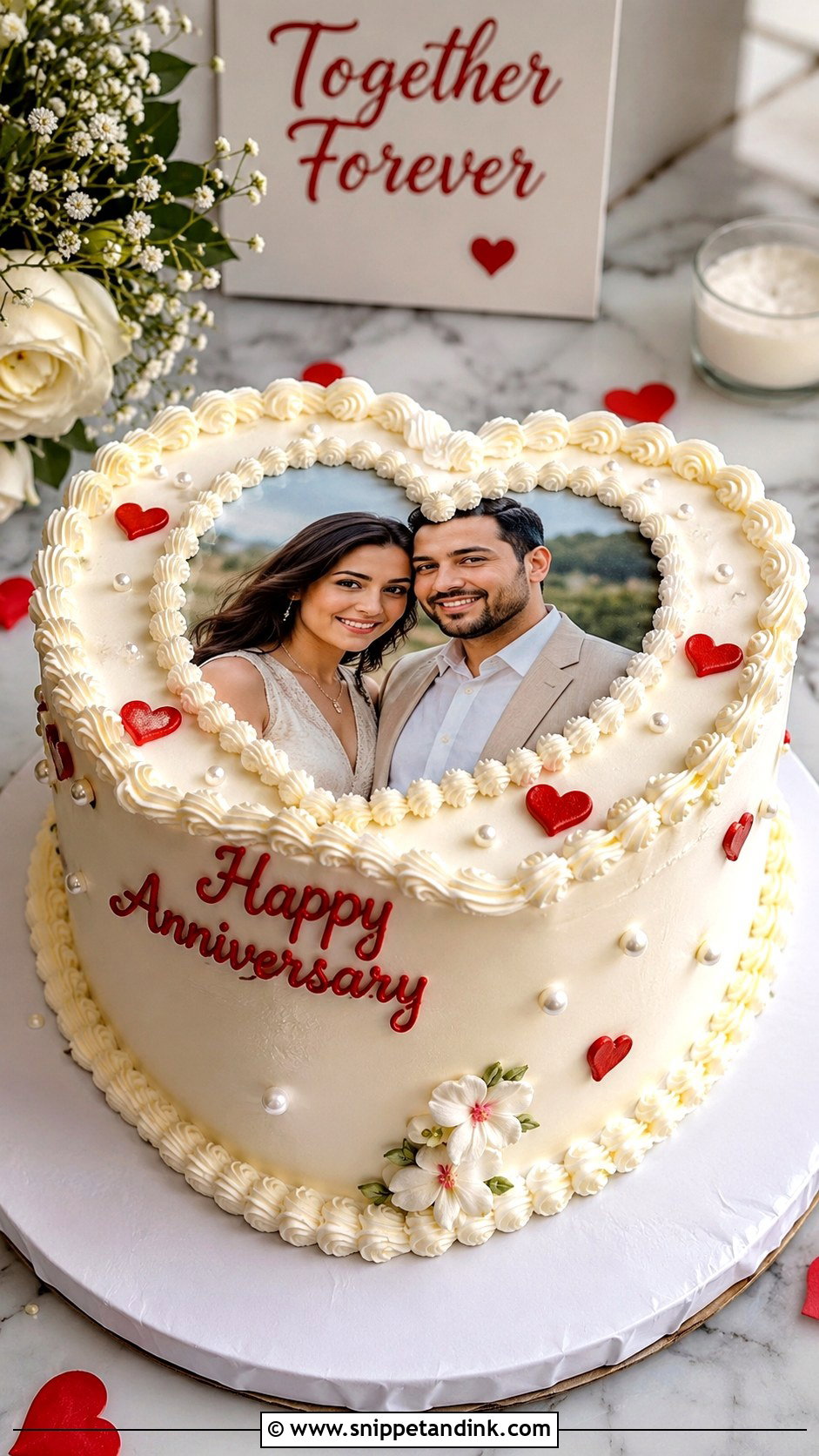 Photo Anniversary Heart Cake - Snippet and Ink - 20 Anniversary Heart Cake Ideas