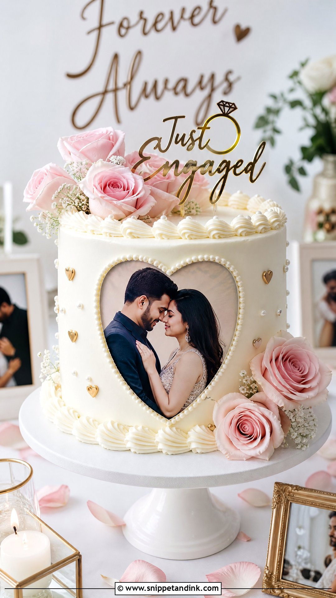 Photo Engagement Cake - Snippet and Ink - 30 Engagement Cake Designs