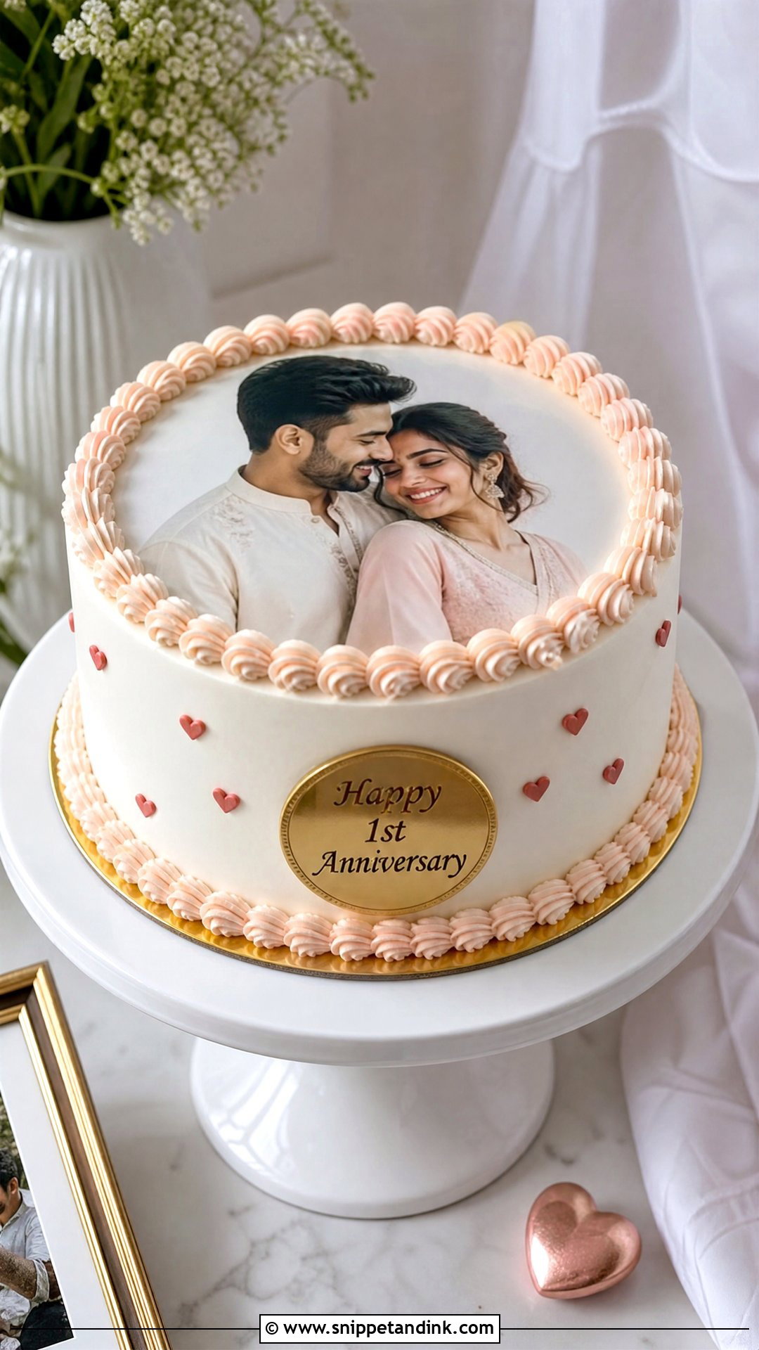 Photo First Anniversary Cake - Snippet and Ink - 25 Couple 1st Anniversary Cake Ideas