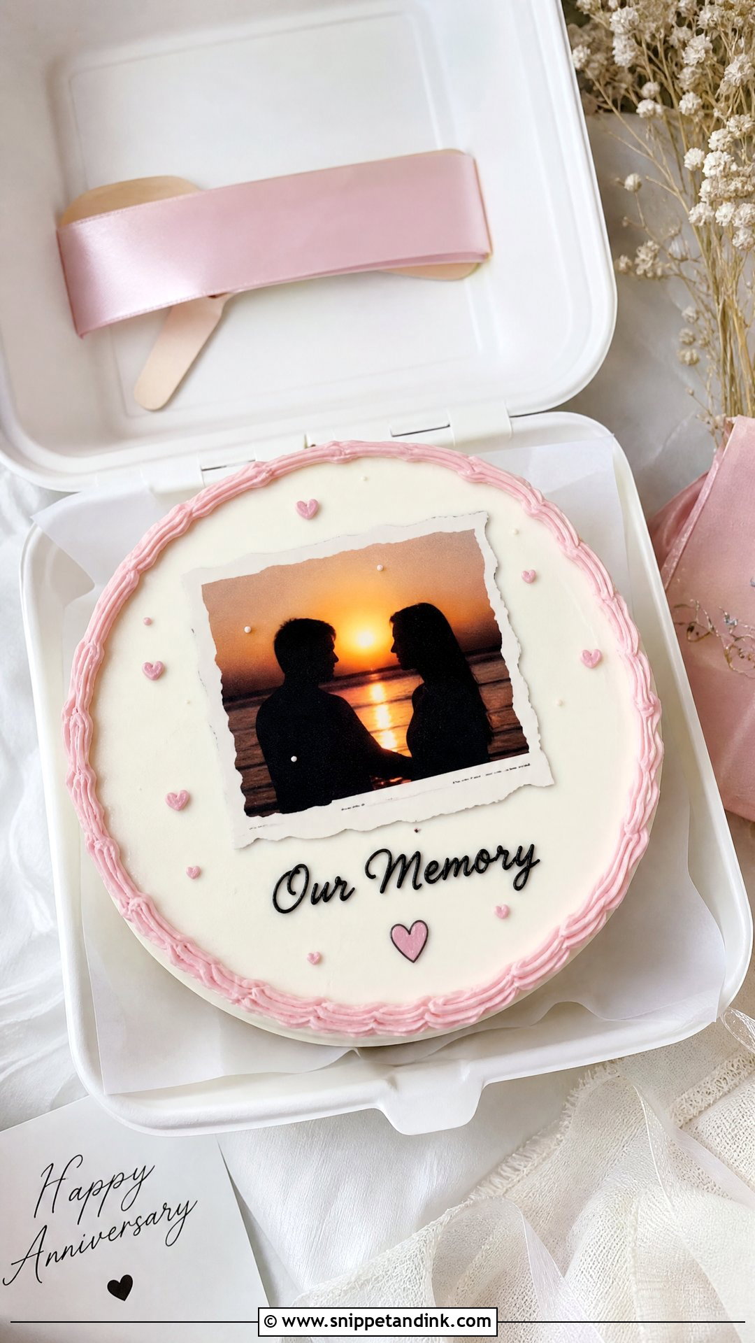 Photo Style Anniversary Bento Cake - Snippet and Ink - 20 Wedding Anniversary Bento Cake Ideas