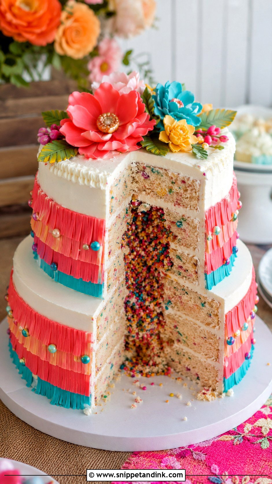 Piata Wedding Cake - Snippet and Ink - 20 Mexican Inspired Wedding Cake Ideas