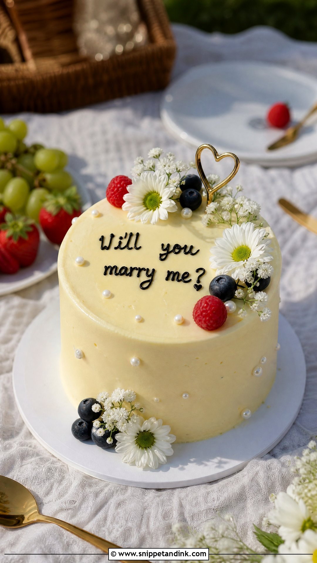 Picnic Proposal Cake - Snippet and Ink - 20 Proposal Cake Ideas