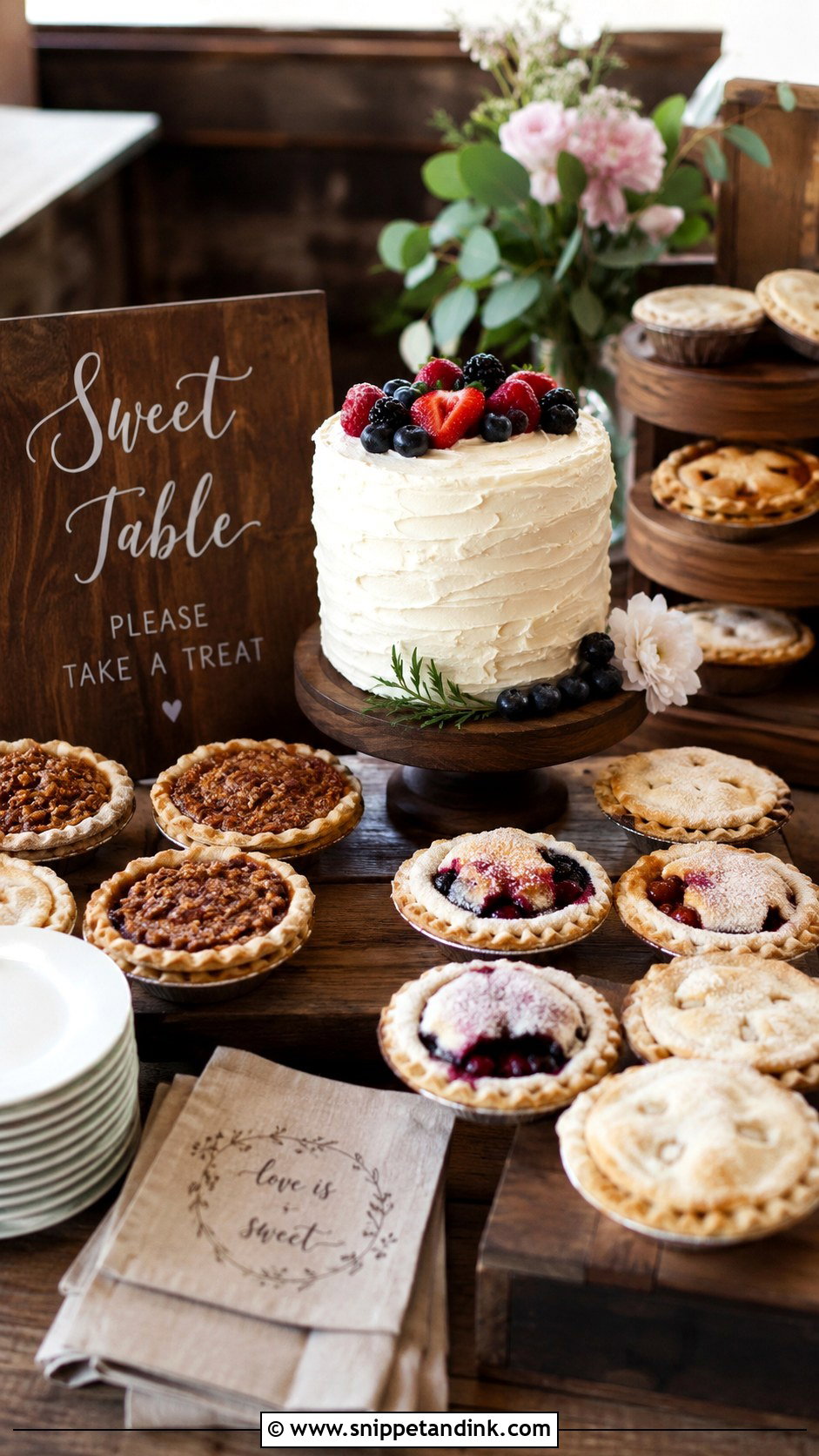 Pie Wedding Sweet Table - Snippet and Ink - 30 Wedding Sweet Table Ideas