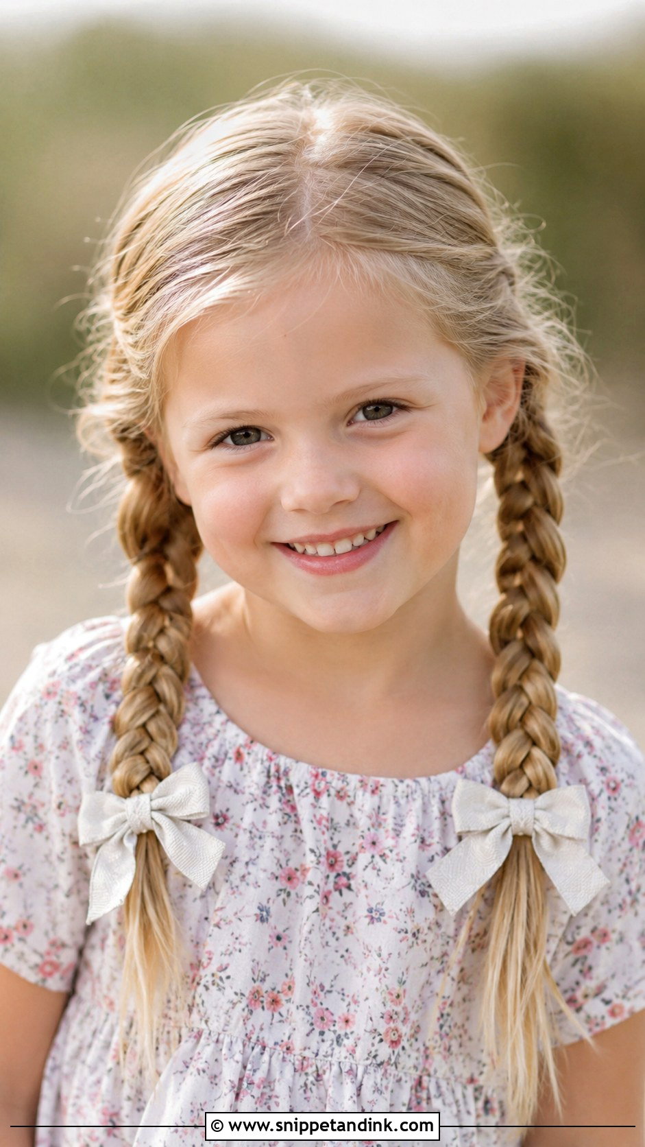 Pigtail Braids With Bows - Snippet and Ink - 30 Kids Hairstyles for Wedding