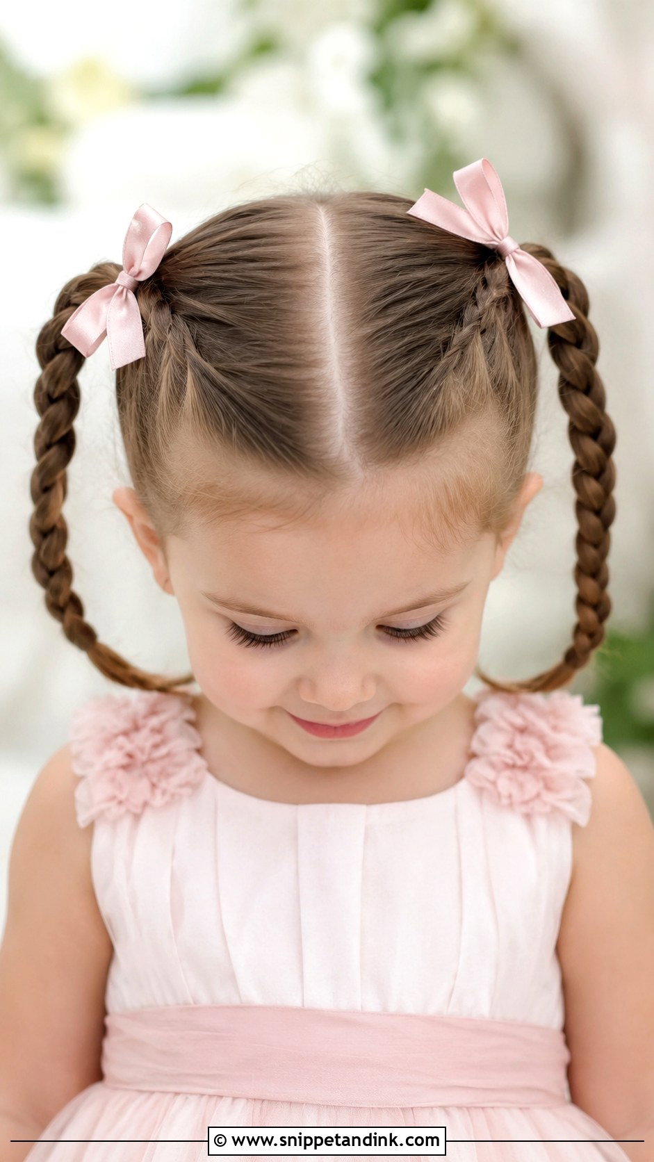 Pigtail Braids With Ribbons - Snippet and Ink - 25 Toddler Wedding Hair Ideas