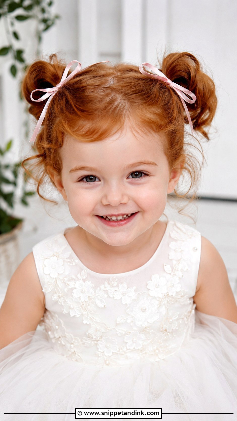 Pigtail Buns With Ribbons - Snippet and Ink - 20 Toddler Hair for Wedding Ideas