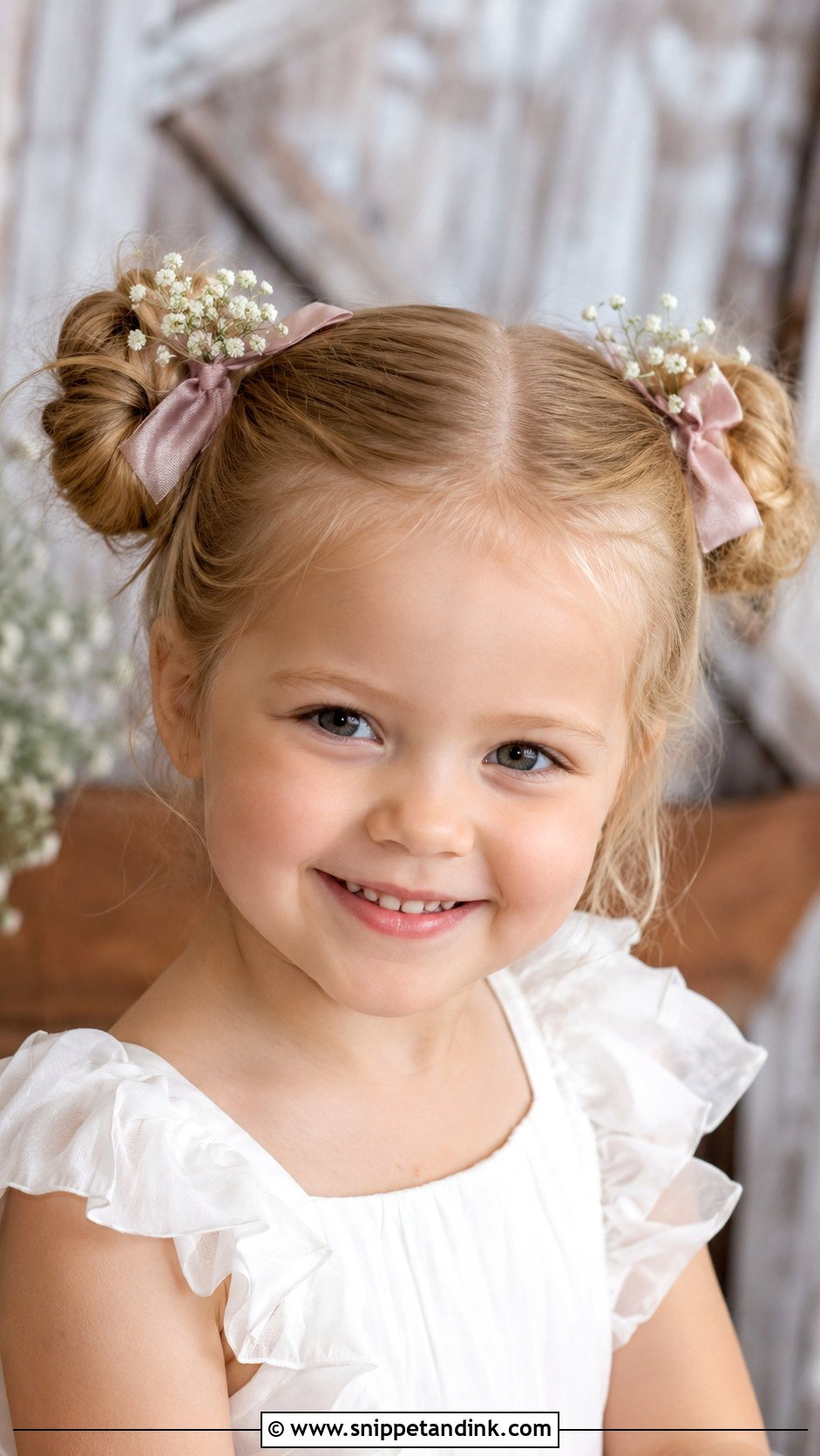 Pigtail Buns for Little Girls - Snippet and Ink - 25 Kids Wedding Hairstyles