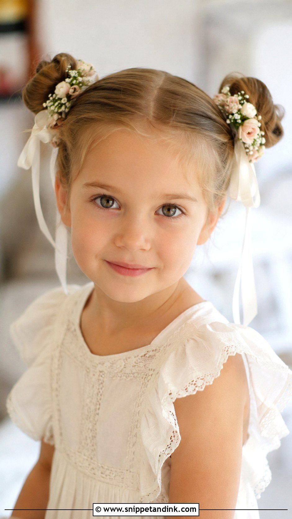 Pigtail Buns - Snippet and Ink - 25 Childrens Wedding Hair Ideas