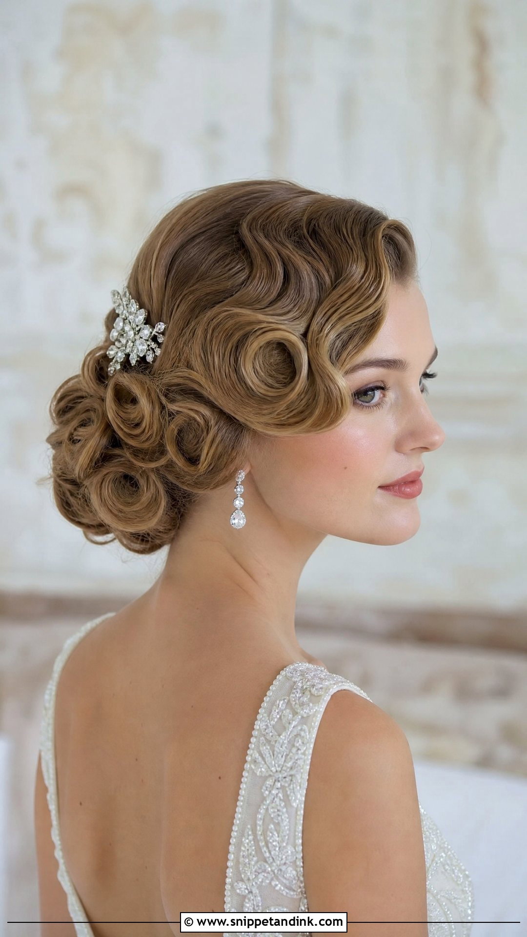 Pin Curl Low Bun - Snippet and Ink - 20 Elegant Wedding Updos for Long Hair
