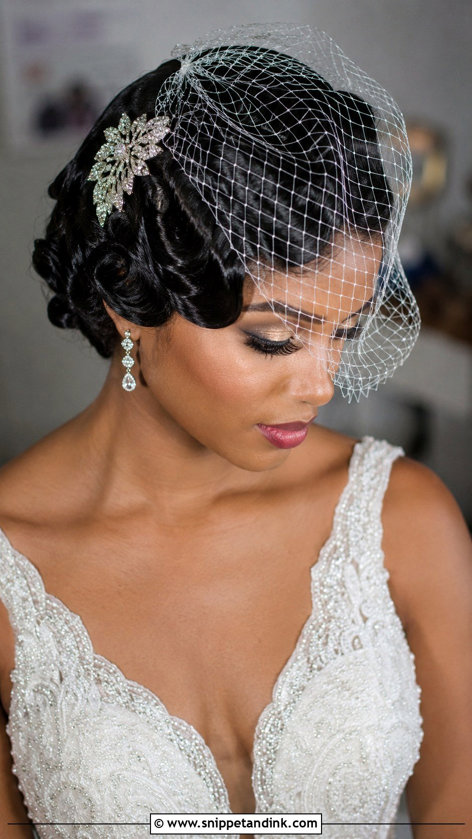 Pin Curls Bridal Style - Snippet and Ink - 25 Black Hair Wedding Styles