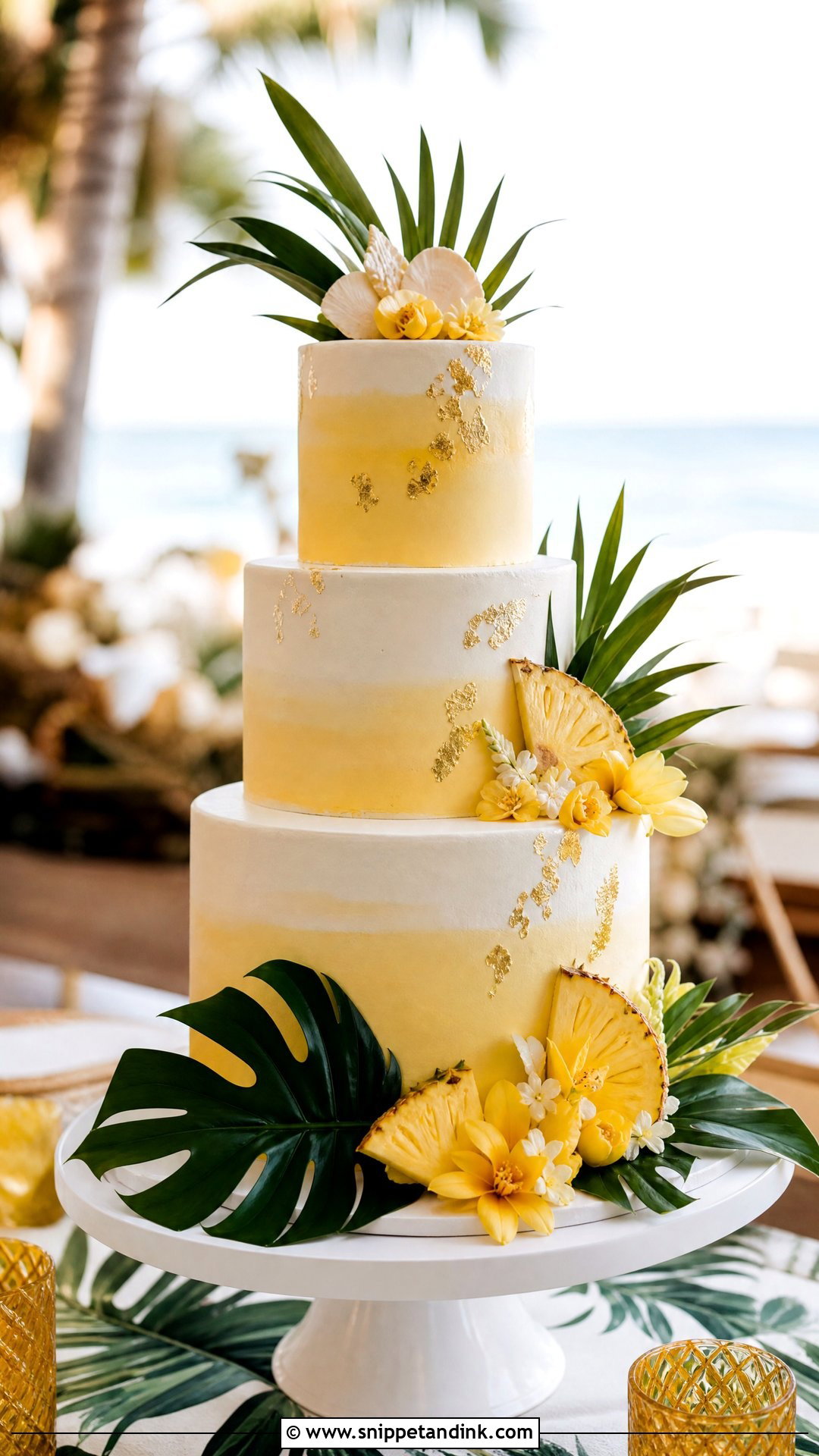 Pineapple Beach Wedding Cake - Snippet and Ink - 30 Beach Cake Ideas for Wedding