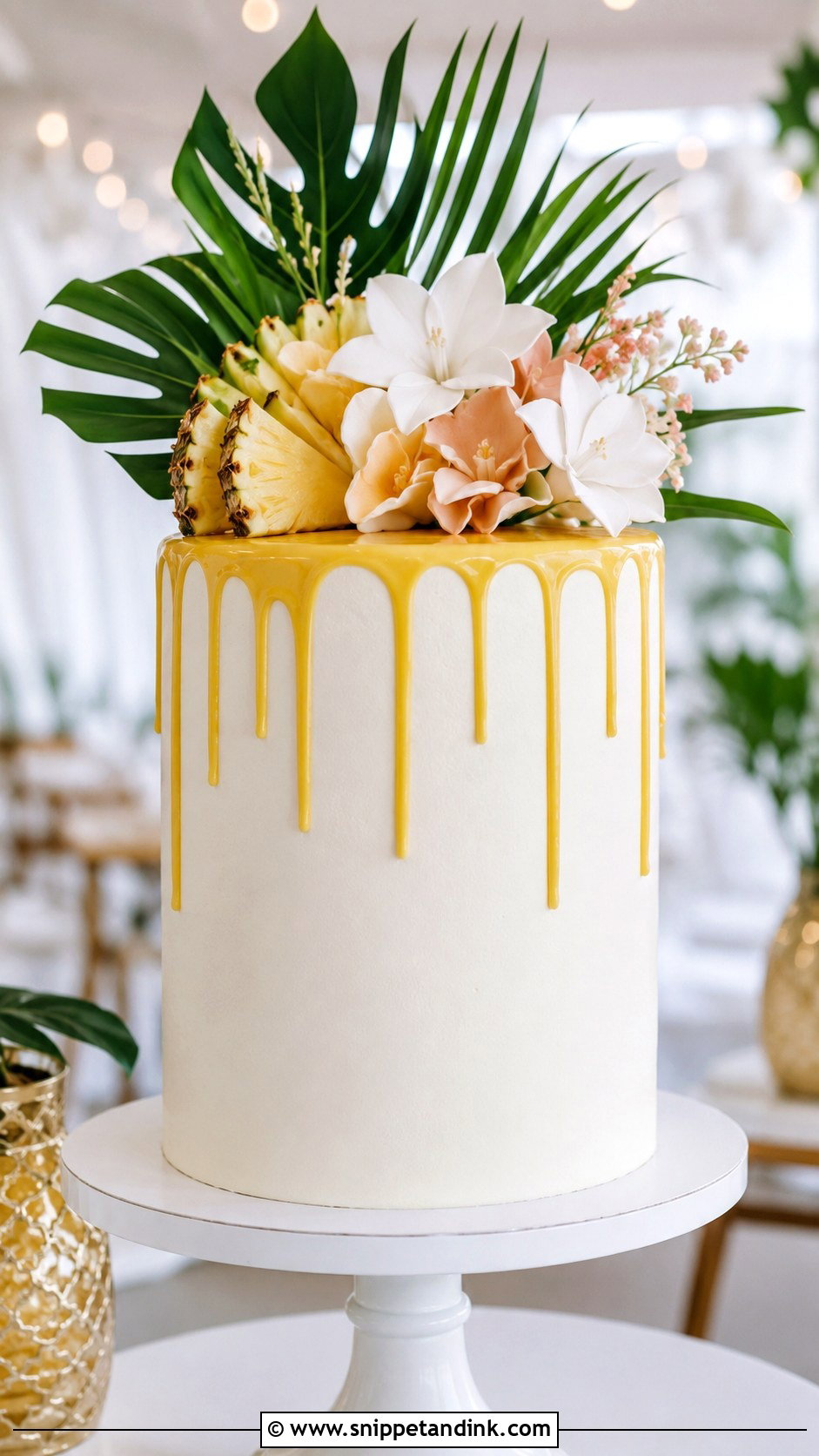 Pineapple Drip Wedding Cake - Snippet and Ink - 20 Pineapple Wedding Cake Ideas