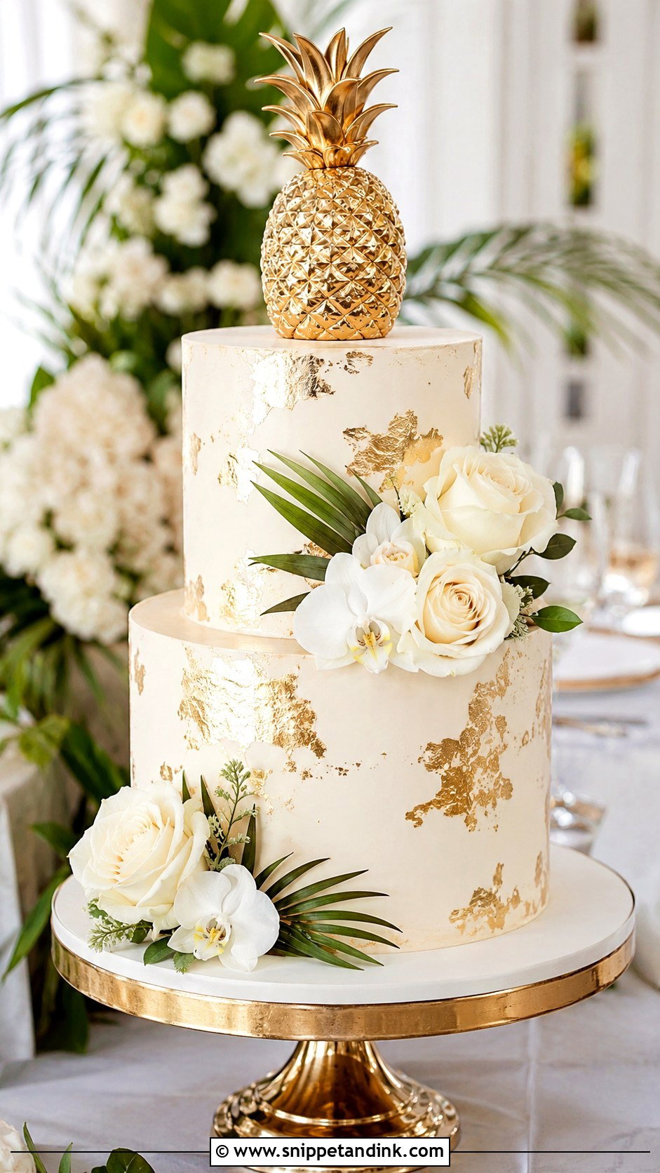 Pineapple Gold Wedding Cake - Snippet and Ink - 20 Pineapple Wedding Cake Ideas