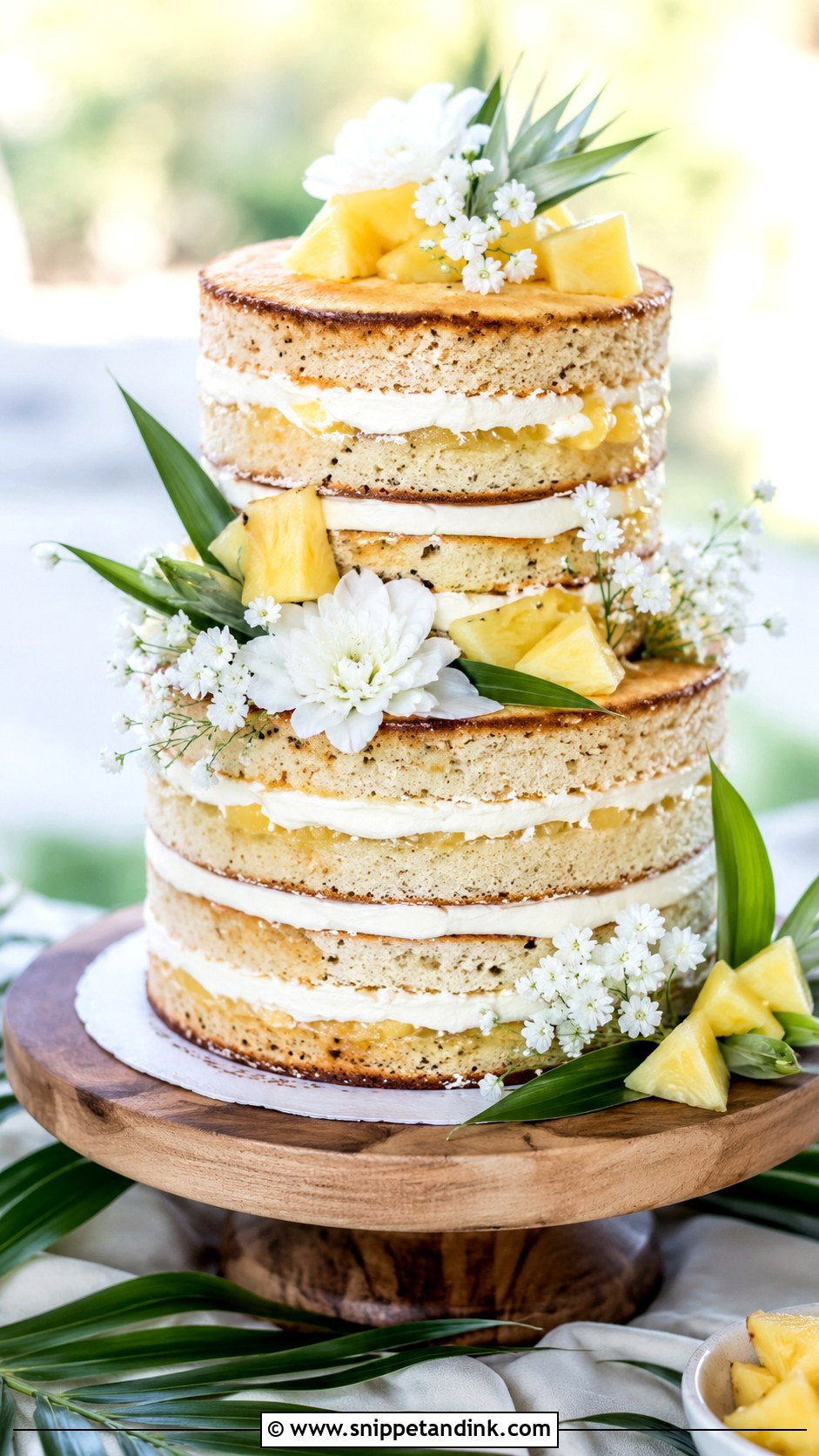 Pineapple Naked Wedding Cake - Snippet and Ink - 20 Pineapple Wedding Cake Ideas
