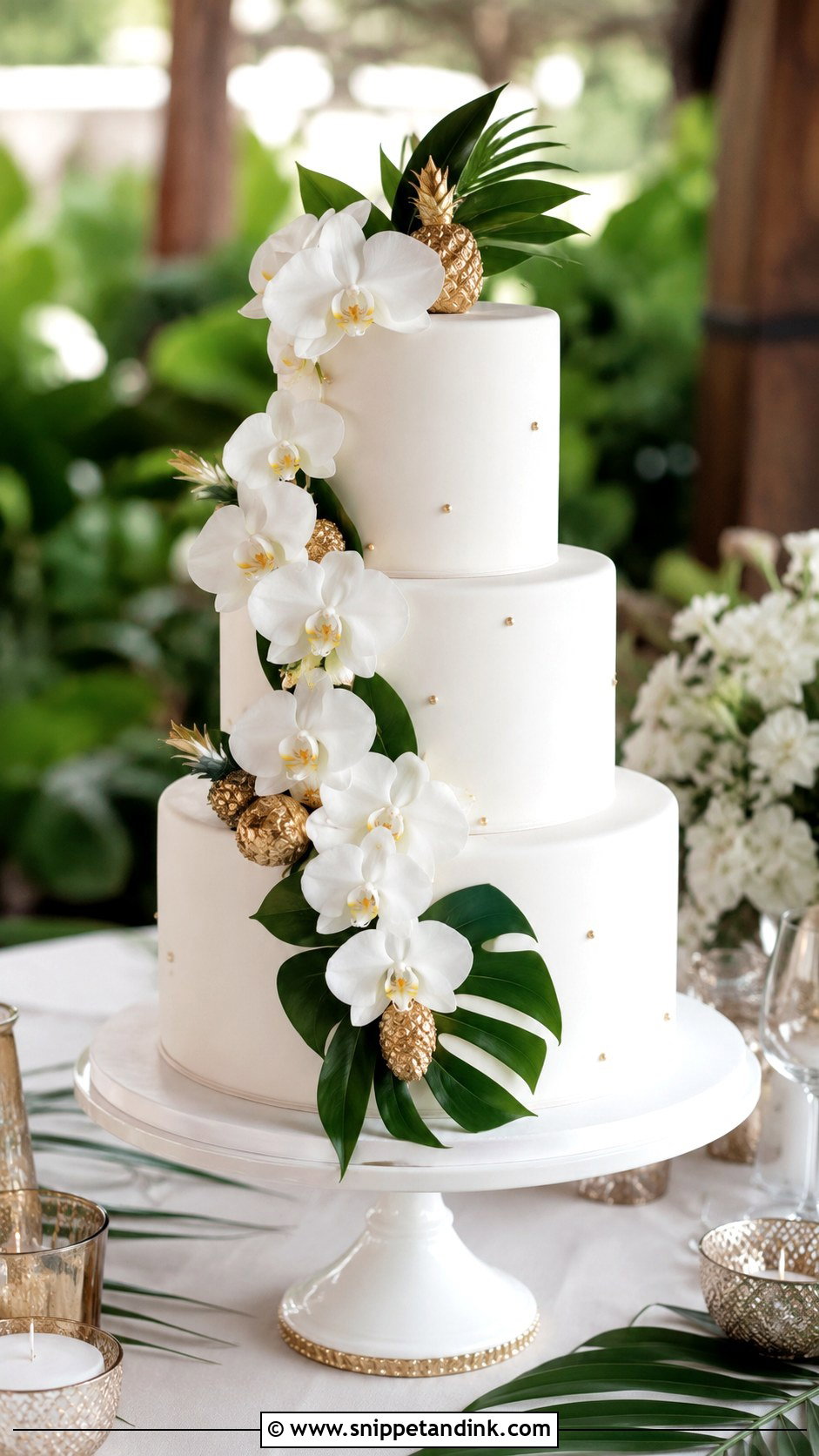 Pineapple Orchid Wedding Cake - Snippet and Ink - 20 Pineapple Wedding Cake Ideas
