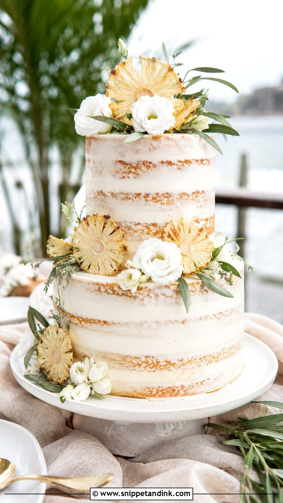 Pineapple Semi Naked Wedding Cake - Snippet and Ink - 20 Pineapple Wedding Cake Ideas