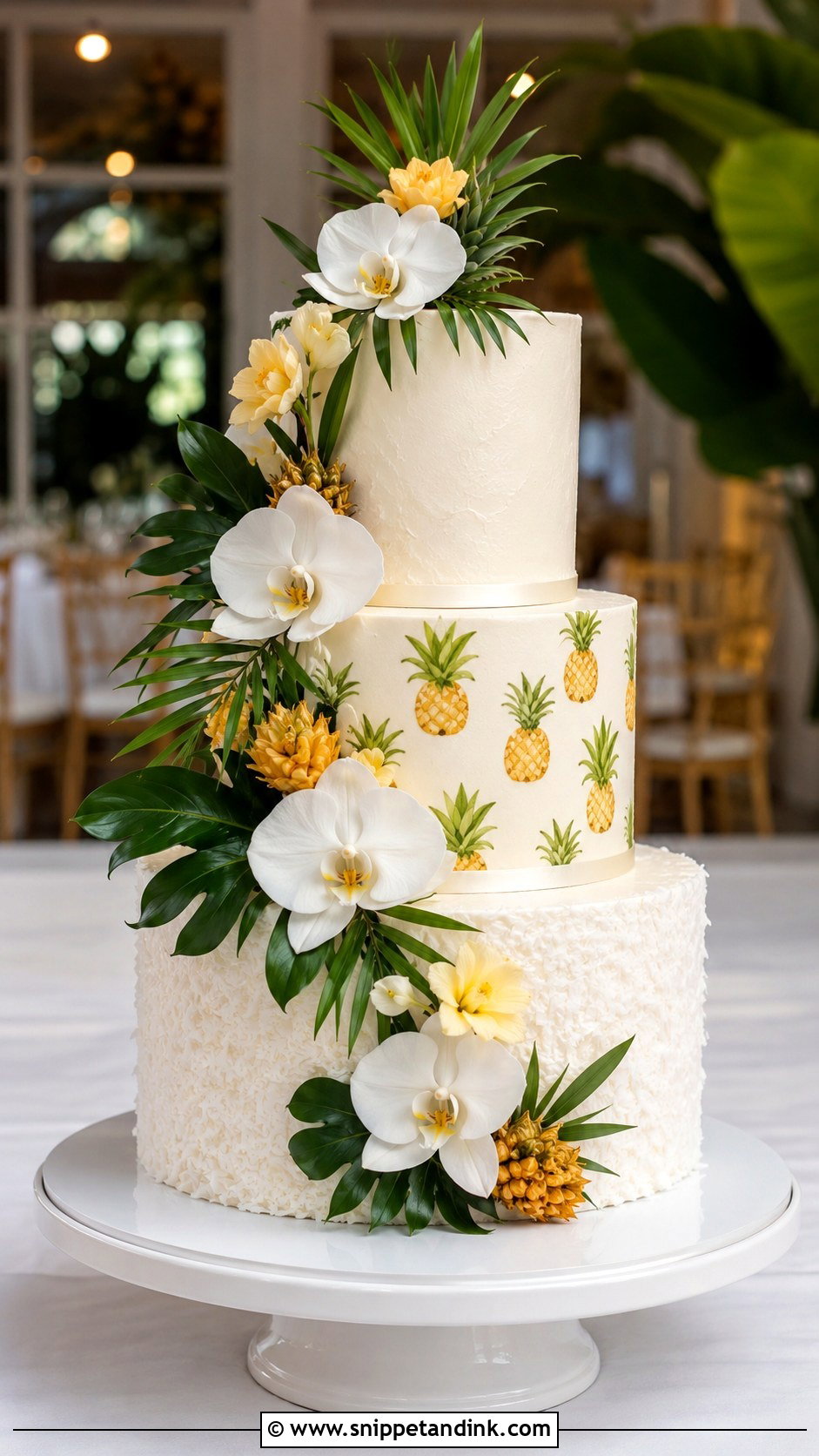 Pineapple Three Tier Wedding Cake - Snippet and Ink - 20 Pineapple Wedding Cake Ideas