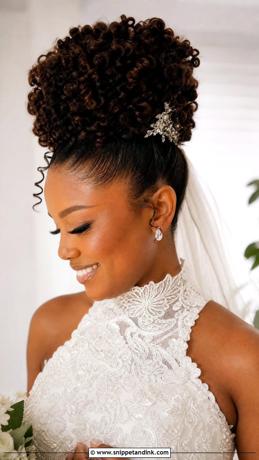 Pineapple Updo Bun for Tight Curls - Snippet and Ink - 20 Wedding Bun Hairstyles for Black Women