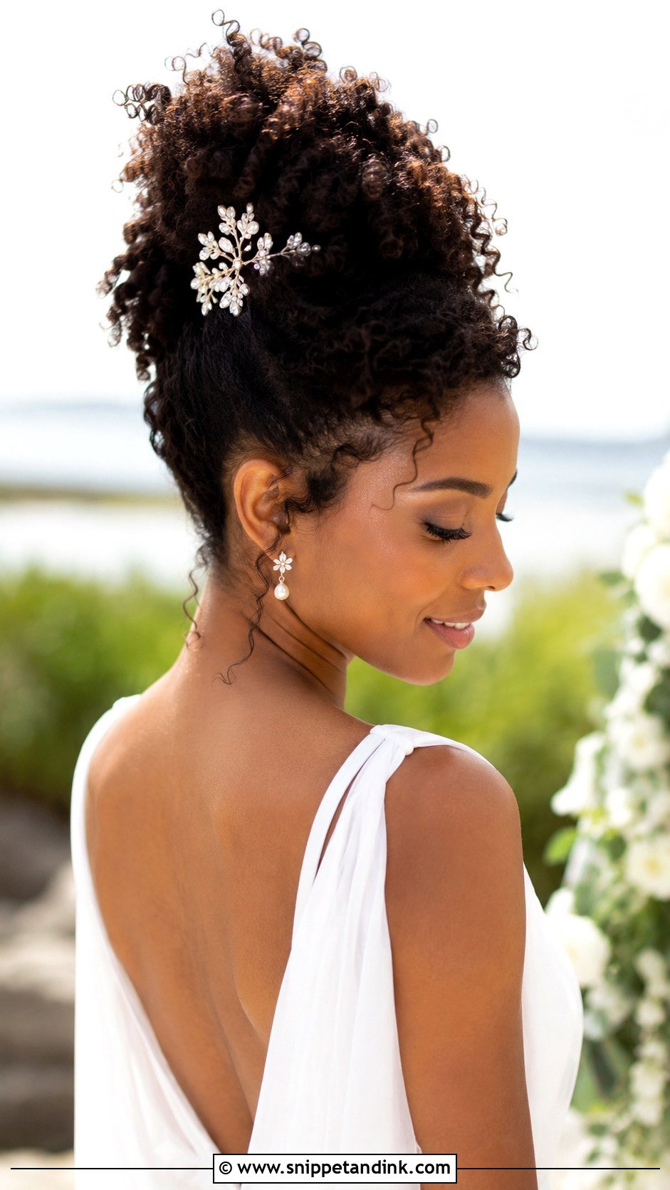 Pineapple Updo for Natural Curls - Snippet and Ink - 20 Natural Hair Styles for Wedding