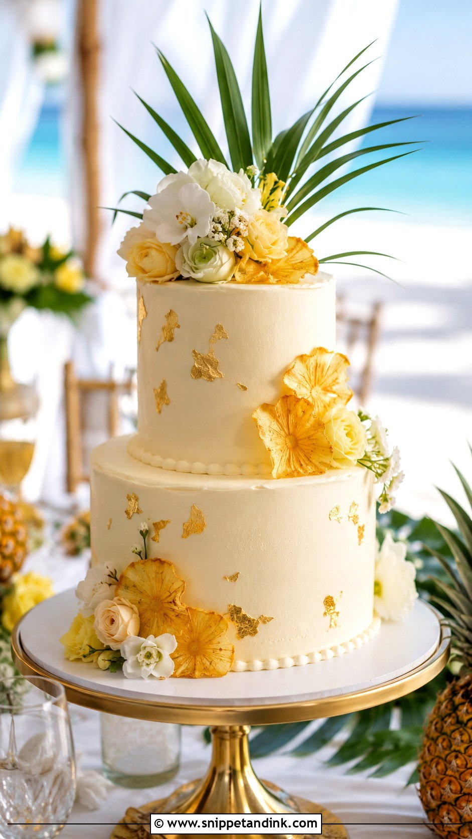 Pineapple Wedding Cake - Snippet and Ink - 25 Tropical Beach Wedding Cake Ideas