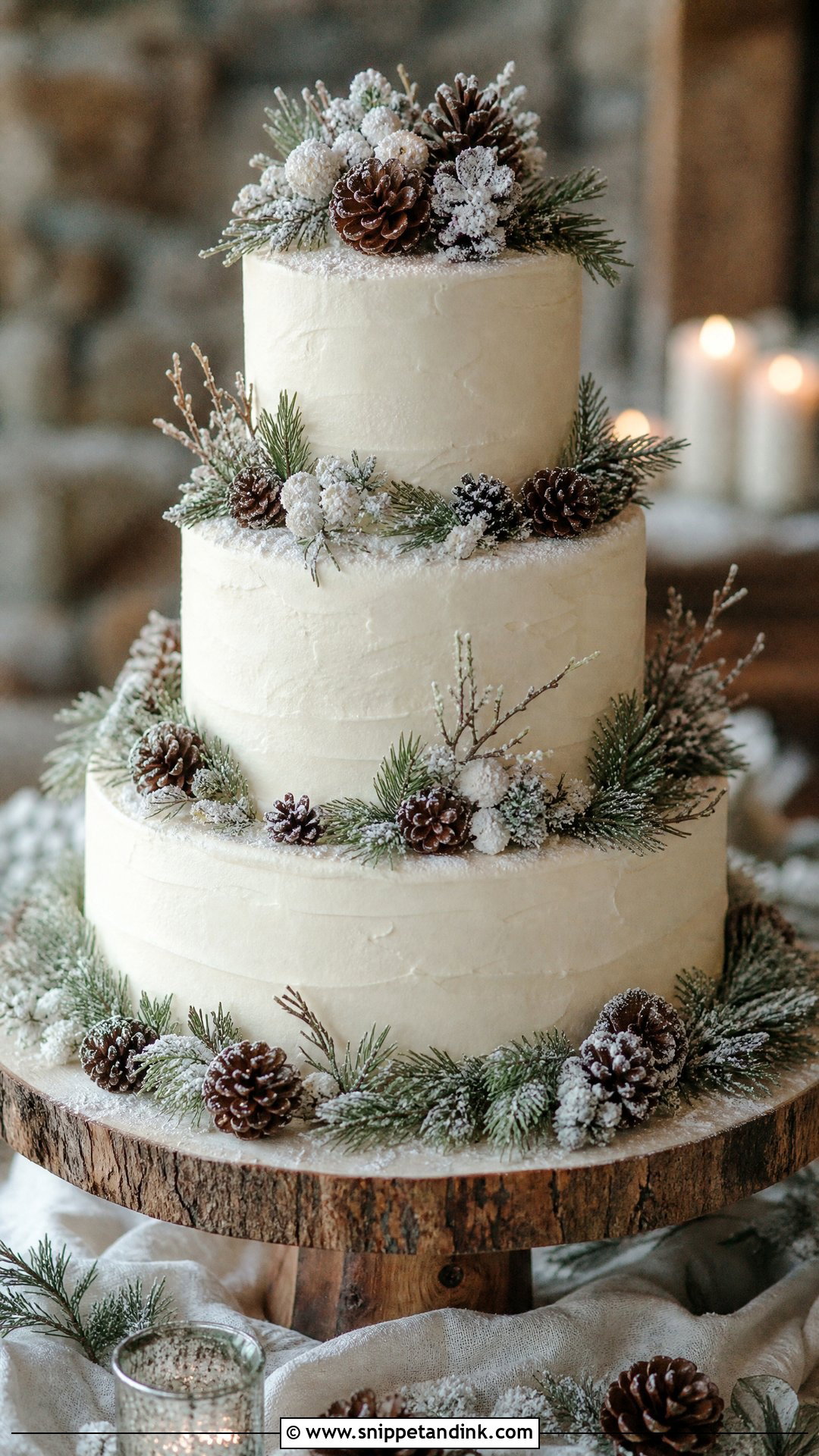 Pinecone Wedding Cake - Snippet and Ink - 20 Winter Wedding Cake Ideas