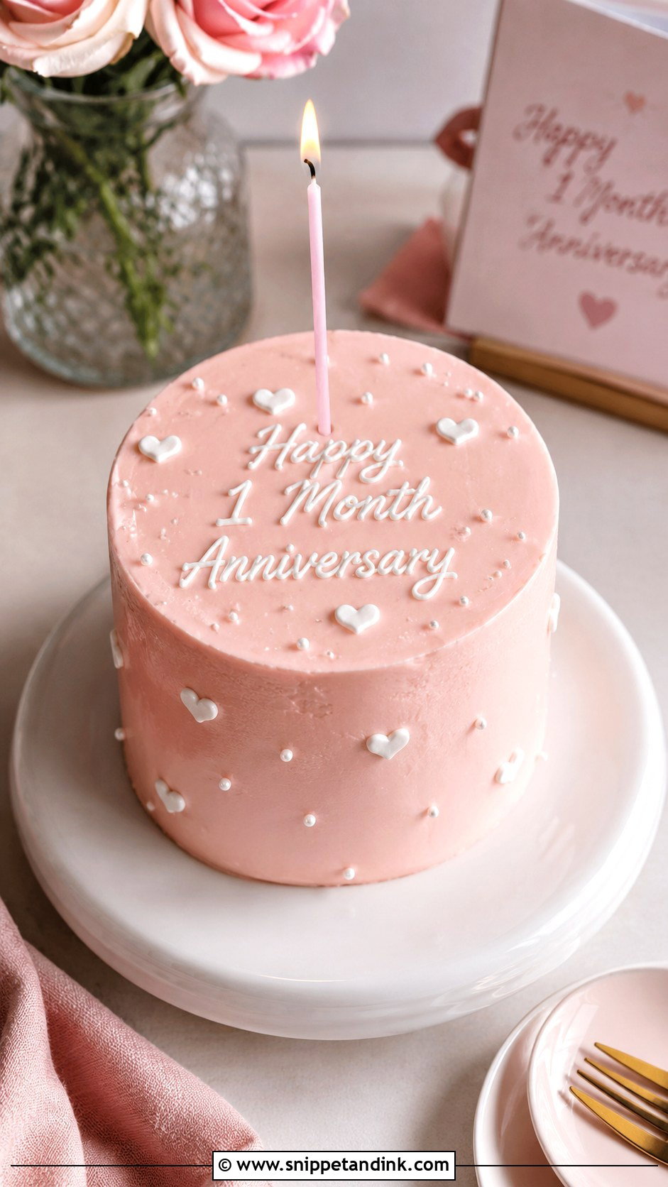 Pink 1 Month Anniversary Cake - Snippet and Ink - 20 1st Month Anniversary Cake Ideas