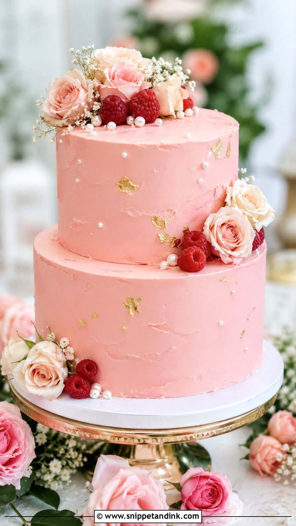 Pink 2 Layer Wedding Cake - Snippet and Ink - 20 2 Layer Wedding Cake Ideas