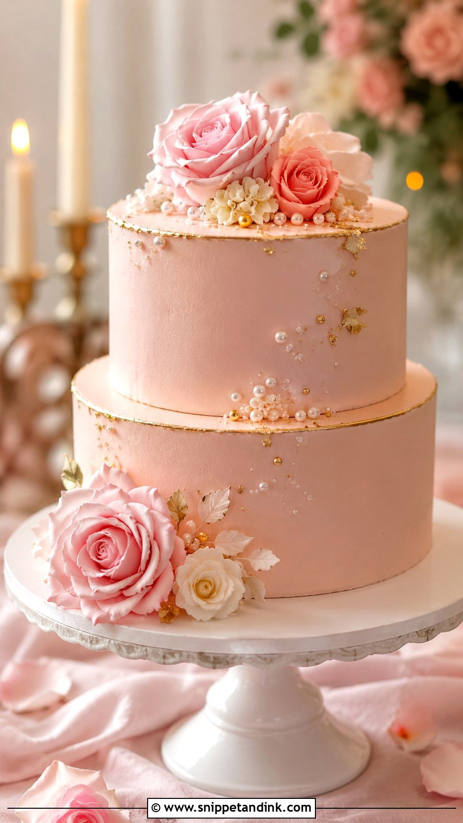 Pink 2 Tier Wedding Cake - Snippet and Ink - 20 2 Tier Wedding Cakes