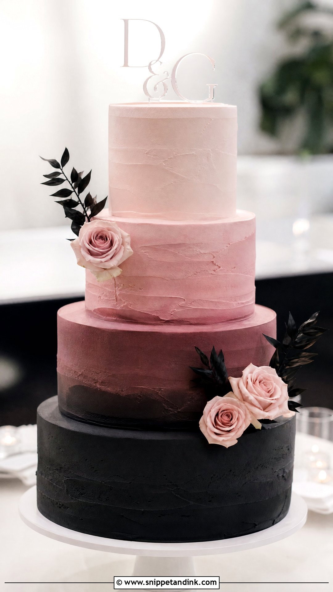 Pink And Black Wedding Cake With Ombre - Snippet and Ink - 25 Pink and Black Cake Ideas for Wedding
