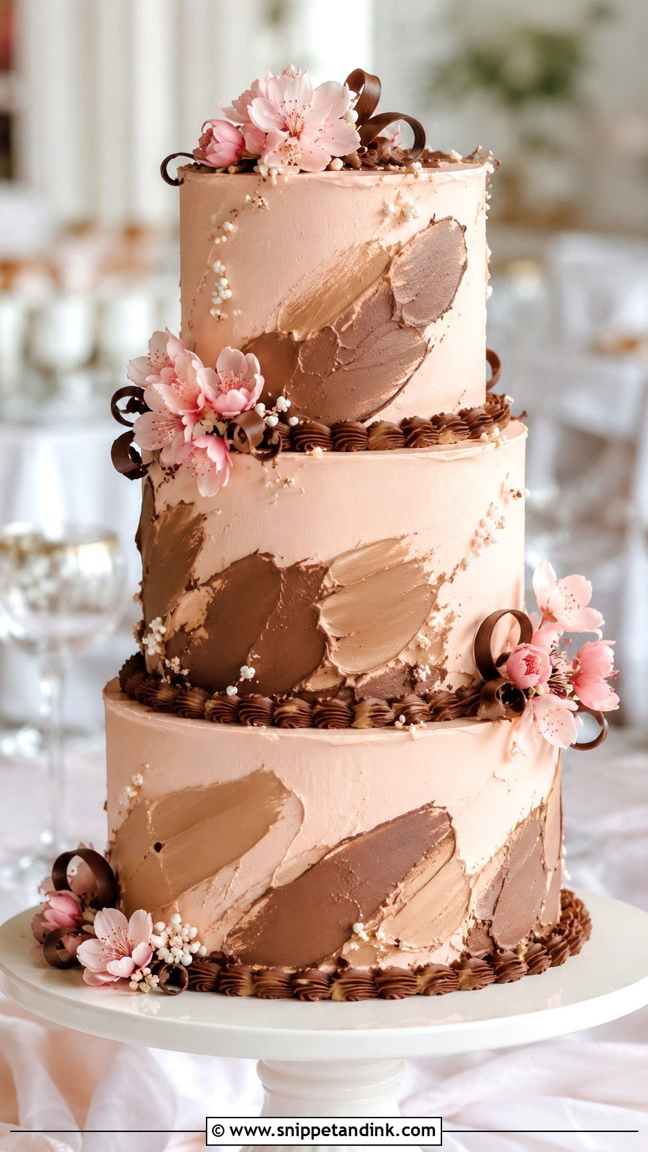 Pink And Brown Buttercream Wedding Cake - Snippet and Ink - 20 Pink and Brown Wedding Cake Ideas