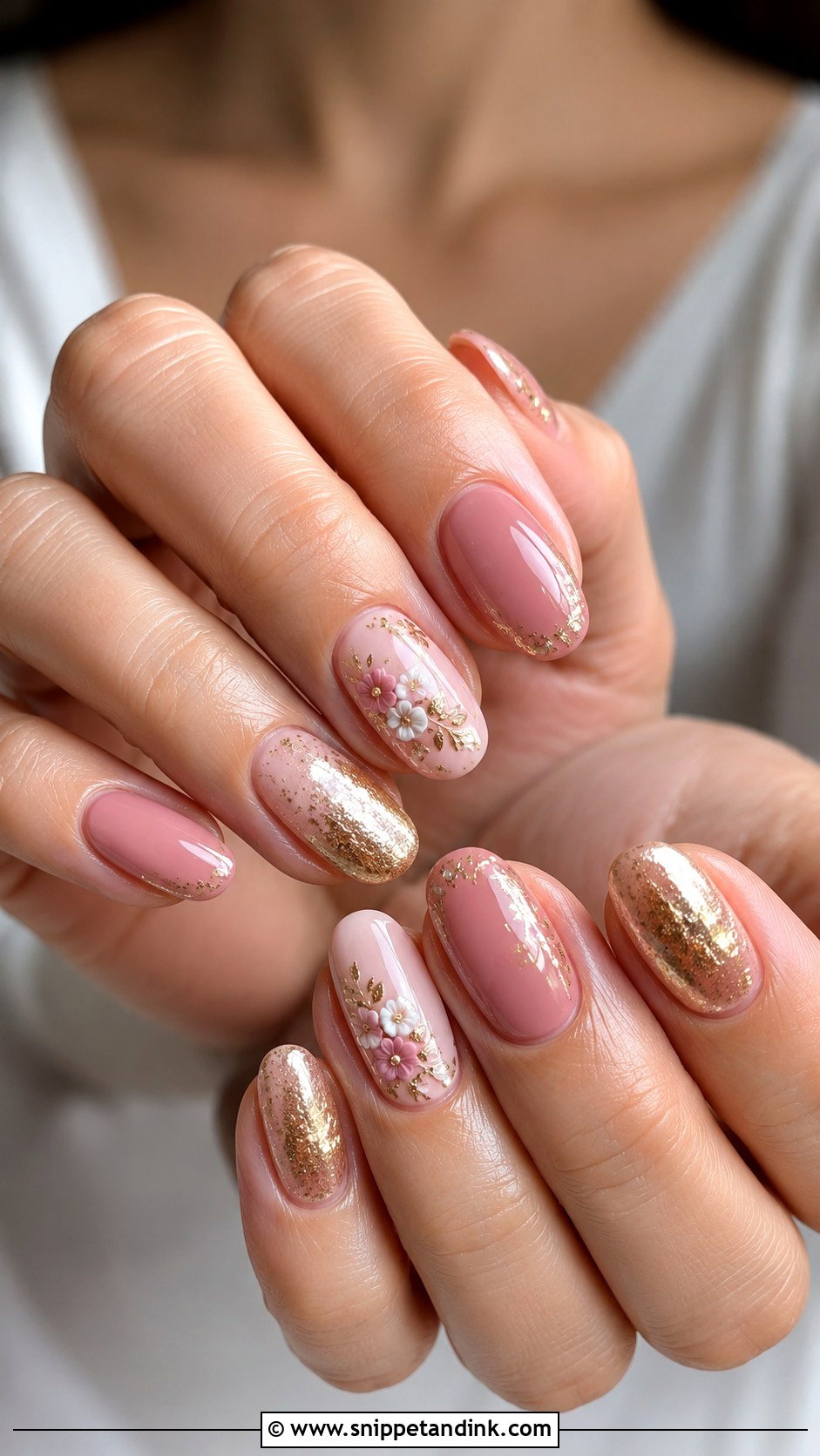 Pink And Gold Bridal Nails - Snippet and Ink - 20 Elegant Indian Bride Wedding Nails