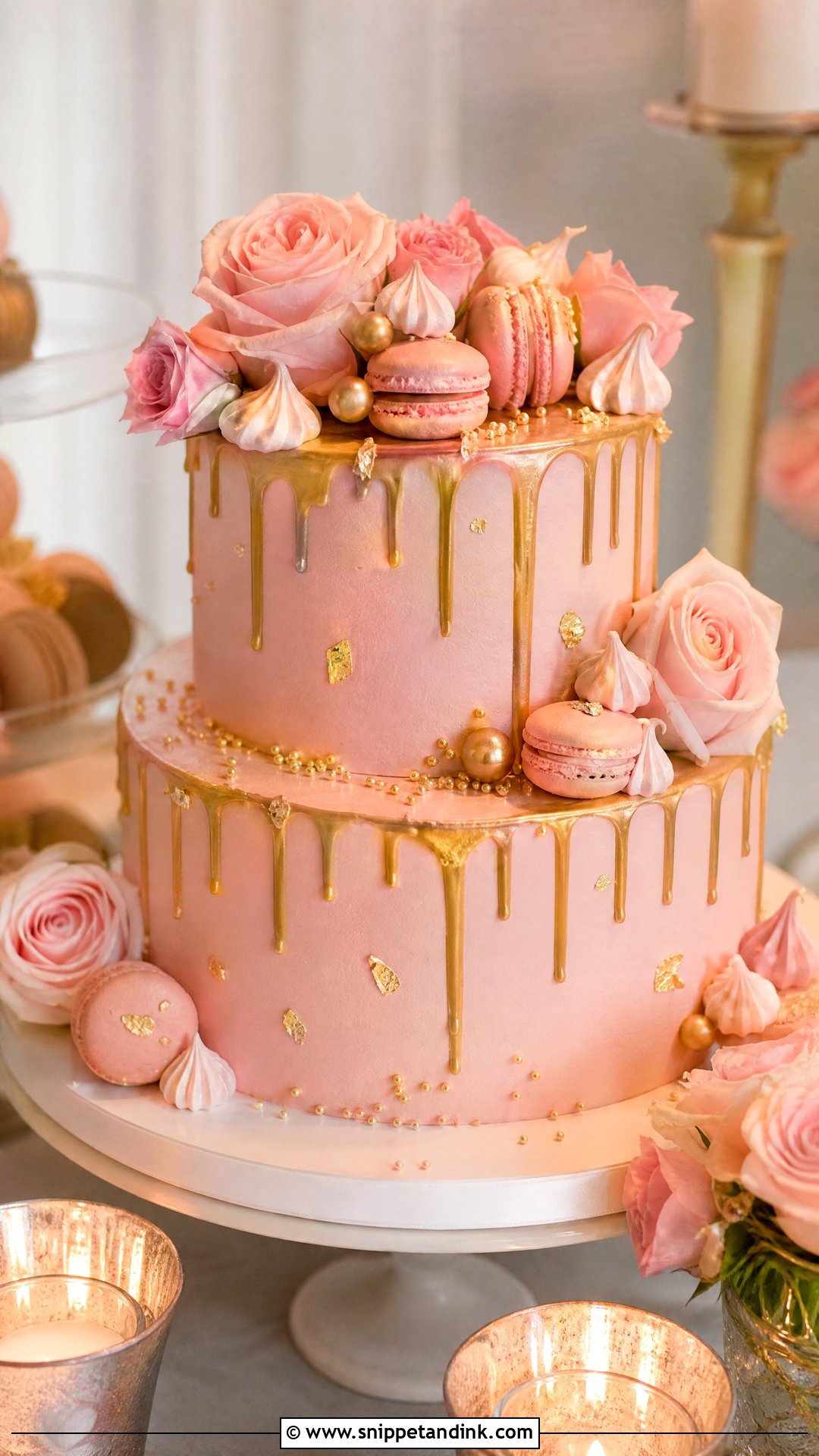 Pink And Gold Drip Wedding Cake - Snippet and Ink - 20 Pink and Gold Cakes for Wedding